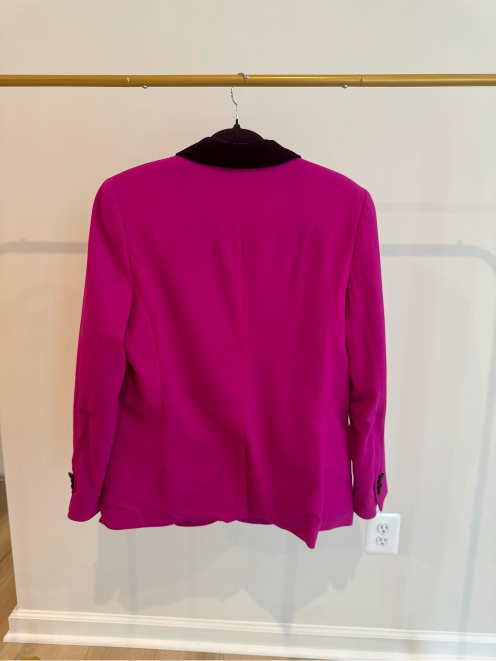 Lauren Ralph Lauren Fuchsia Pink Blazer with Black Velvet Collar - Sz 14 - Picture 3 of 9